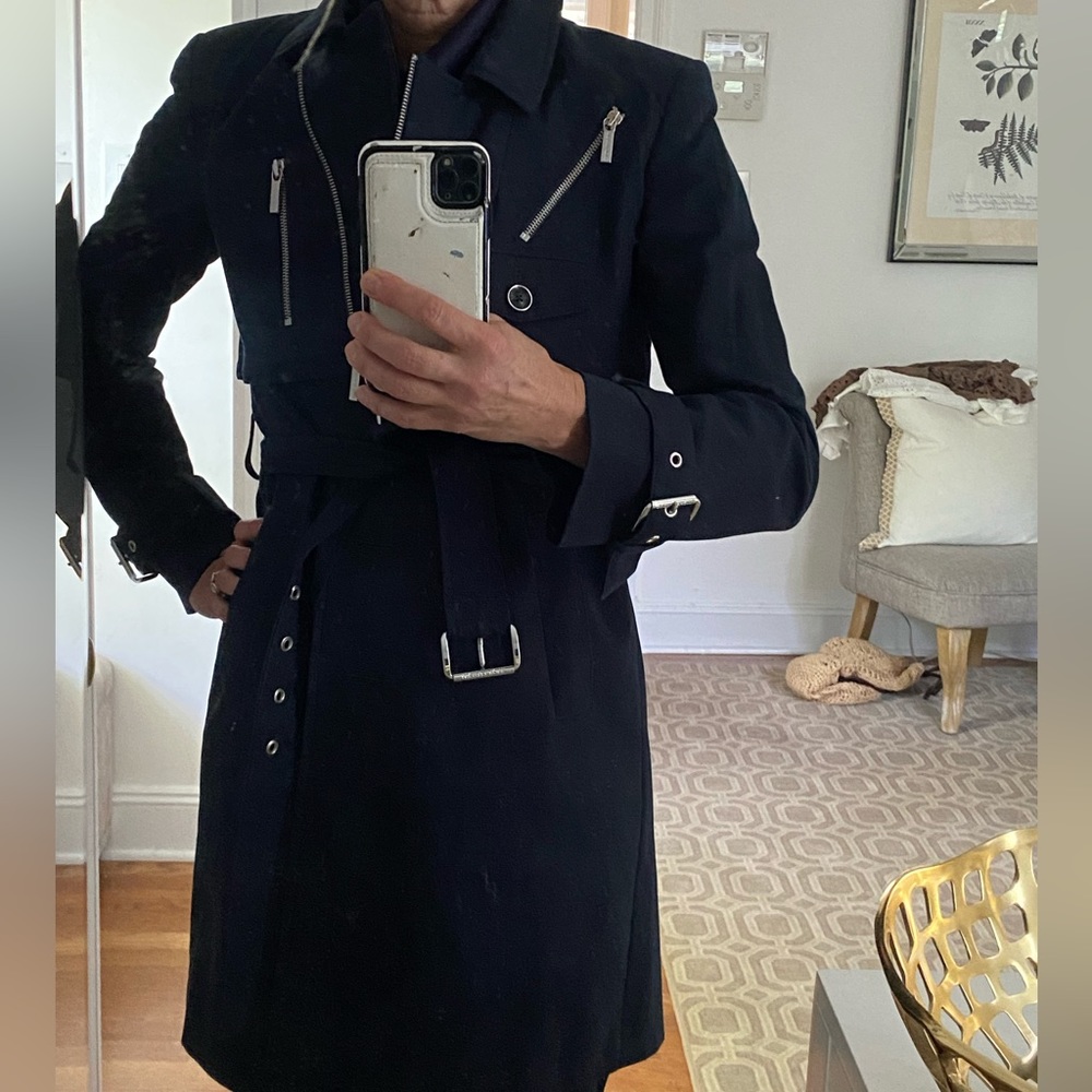 Gorgeous new navy Michael Kors luxury line classic Trench coat
